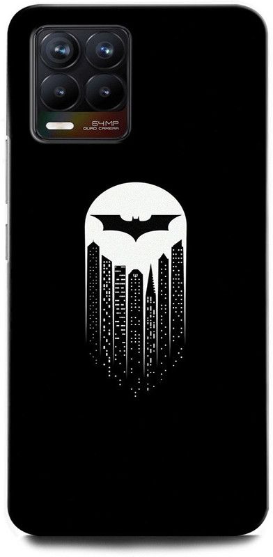 GRAFIQE Back Cover for Realme 8 RMX3085 BATMAN, DARK KNIGHT, SUPERHERO, DC COMIC, BATMAN LOGO,  (Multicolor, Shock Proof, Pack of: 1)