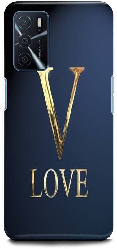 FUGGA Back Cover for OPPO A16, V, LETTER, ALPHABET, LOVE, V, NAME  (Gold, Hard Case, Pack of: 1)