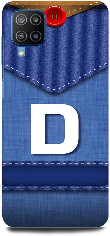 FUGGA Back Cover for SAMSUNG Galaxy F12, D, LETTER, ALPHABET, BLUE, JEANS, PATTERN, D, NAME  (Multicolor, Hard Case, Pack of: 1)