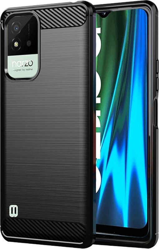 Casotec Back Cover for Realme Narzo 50i Carbon Fiber TPU Cover  (Black, Flexible, Pack of: 1)