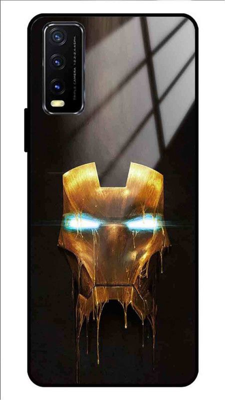 NDCOM Back Cover for VIVO Y20A Marvel Mask Printed Glass Case  (Multicolor, Grip Case, Pack of: 1)