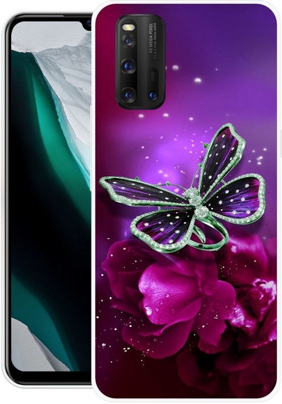 redfly Back Cover for IQOO 3 5G  (Purple, Silver, Silicon)