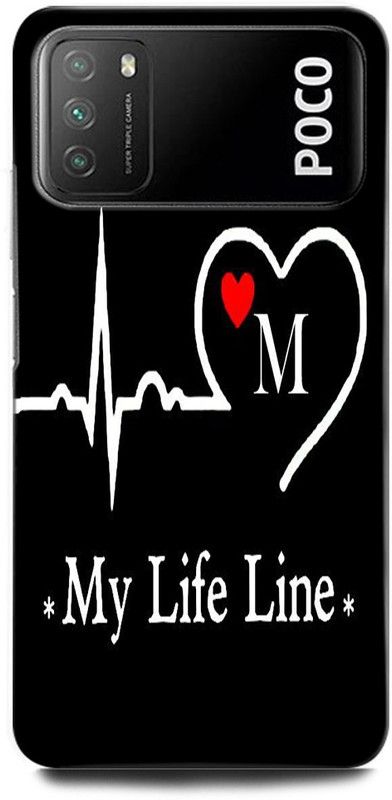 INTELLIZE Back Cover for POCO M3 MZB087AIN M, M LETTER, M ALPHABET, MY LIFE LINE M  (Multicolor, Hard Case, Pack of: 1)