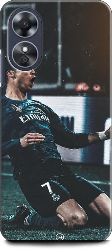 INDICRAFT Back Cover for OPPO A17, CPH2477 CRISTIANO RONALDO, CR-7, REAL MADRID, FOOTBALL, JERSEY  (Multicolor, Shock Proof, Pack of: 1)