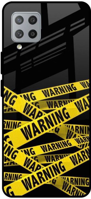 QRIOH Glass Back Cover for Samsung Galaxy M42  (Black, Yellow, Grip Case, Silicon, Pack of: 1)