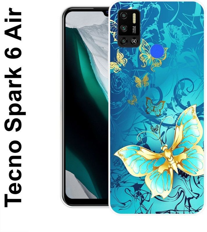JATLAND Back Cover for Tecno Spark 6Air  (Blue, Gold, Grip Case, Silicon)