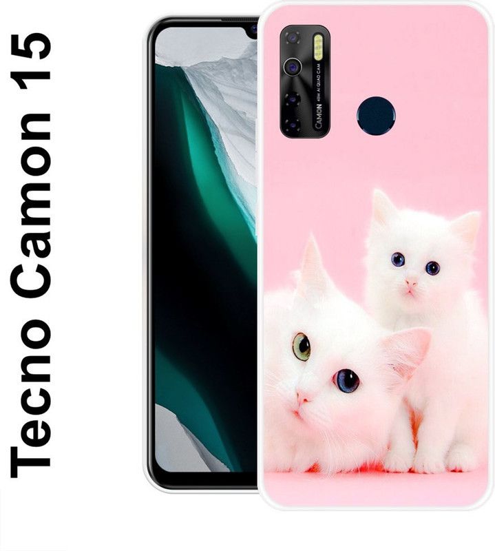 JATLAND Back Cover for Tecno Camon 15, Tecno Spark 5, ecno Spark 5 Pro  (Pink, White, Grip Case, Silicon)