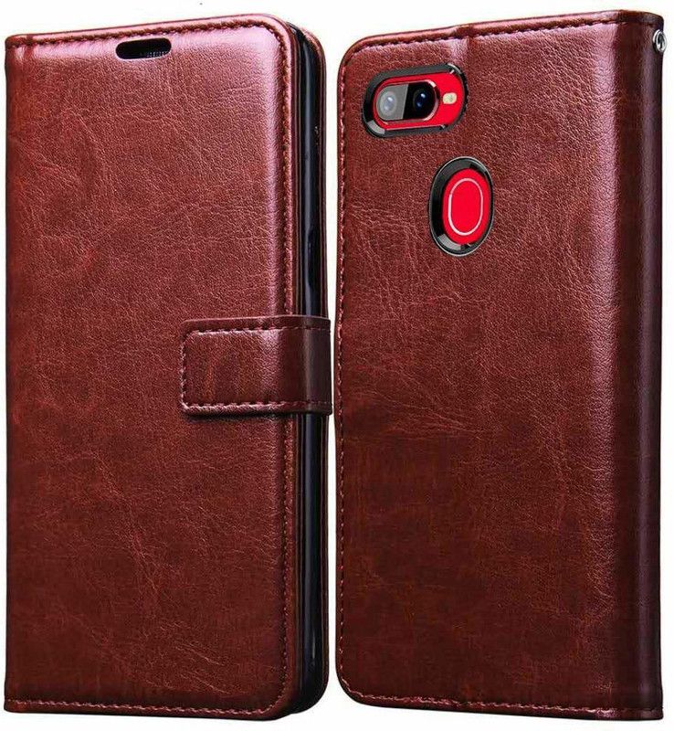 Tingtong Flip Cover for Realme 2  (Brown, Cases with Holder)