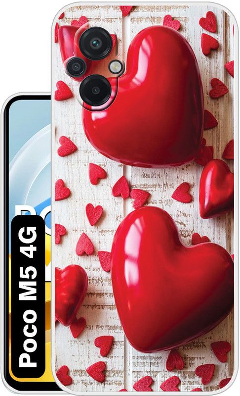Case Club Back Cover for POCO M5, POCO M5 4G  (Red, White, Silicon, Pack of: 1)