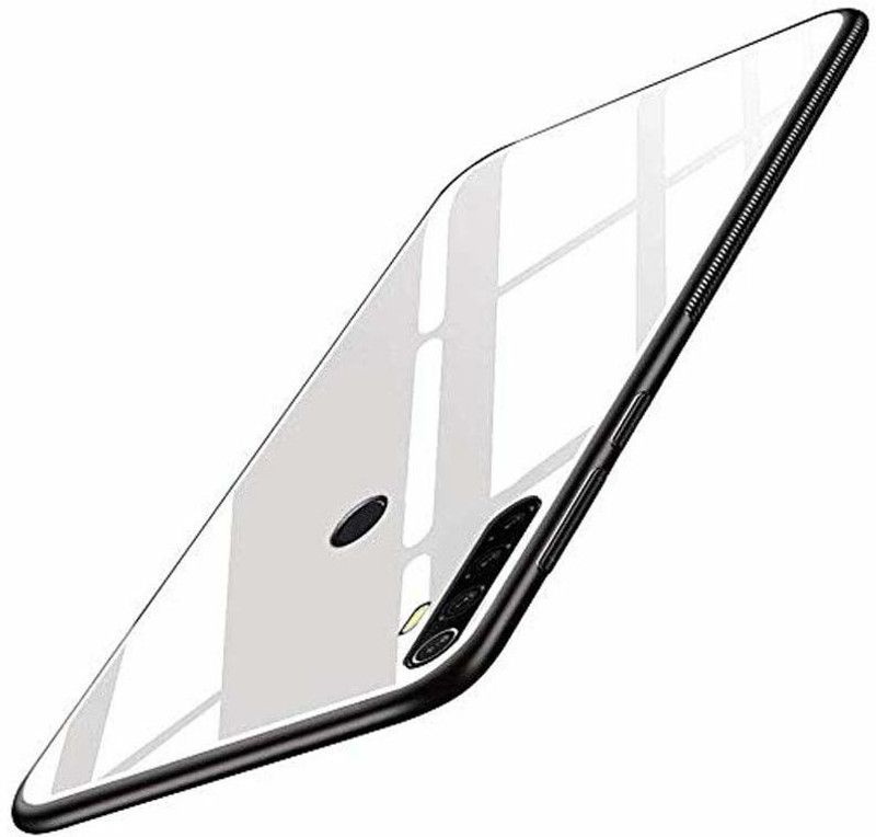 ELEF Back Cover for Realme 5 Luxurious Toughened Glass Back Shockproof TPU Bumper Case  (White, Shock Proof, Pack of: 1)