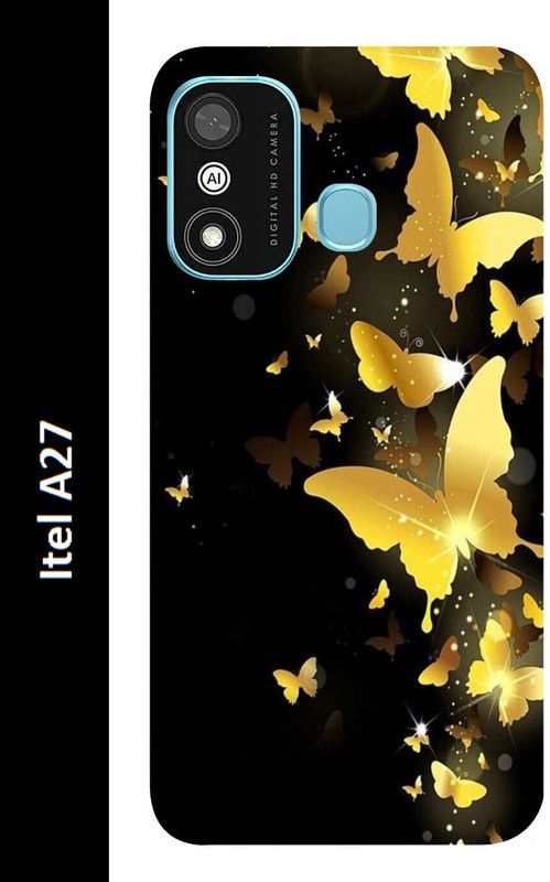 Ghumakkad Back Cover for Itel A27  (Black, Gold, Grip Case, Silicon, Pack of: 1)