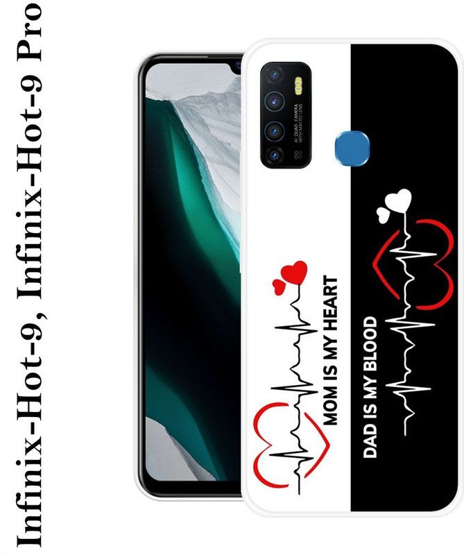 REALKING Back Cover for Infinix Hot 9  (White, Black, Grip Case, Silicon)