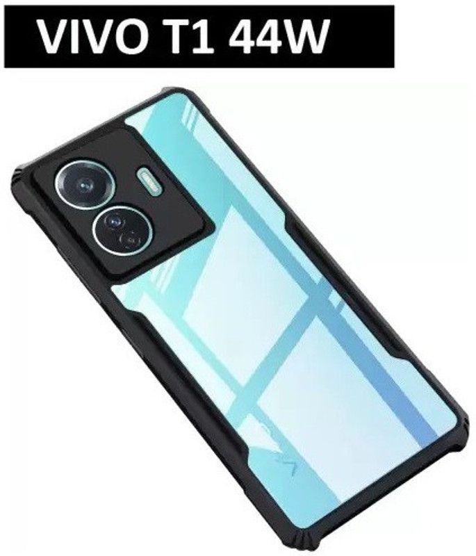 BRENZZ Back Cover for vivo T1 44W, (IP)  (Black, Shock Proof, Pack of: 1)