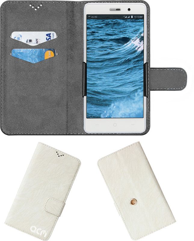 ACM Wallet Case Cover for Reliance Jio LYF Water 6  (White, Cases with Holder, Pack of: 1)