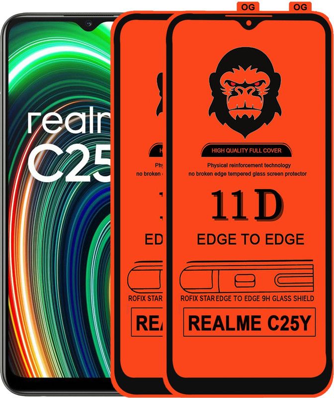 Rofix star Edge To Edge Tempered Glass for REALME C25Y  (Pack of 2)