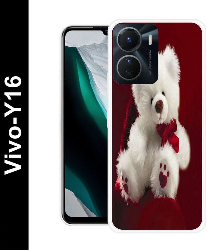 RJ14 (Online) Back Cover for Vivo Y16  (White, Red, Grip Case, Silicon, Pack of: 1)