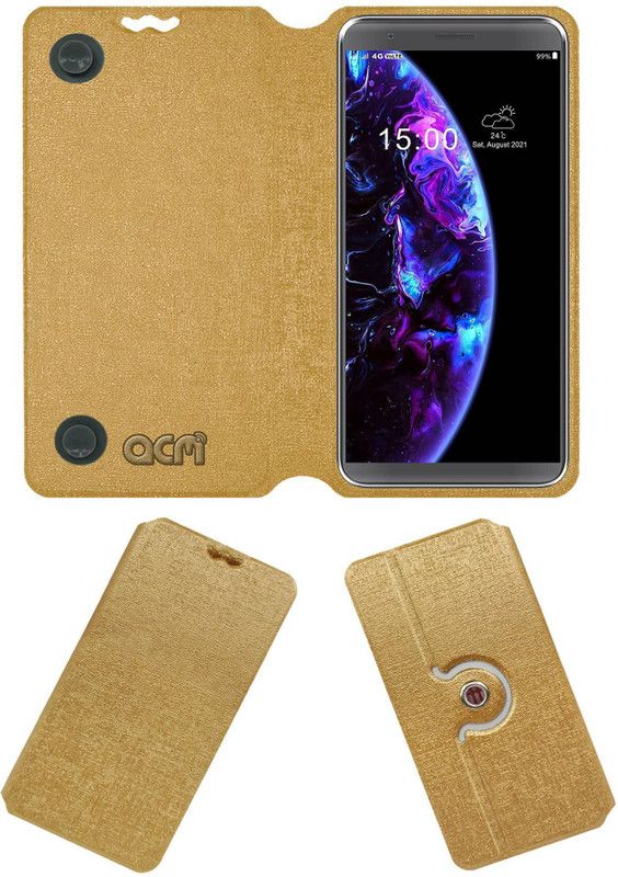 ACM Flip Cover for Xifo El Y30  (Gold, Cases with Holder, Pack of: 1)