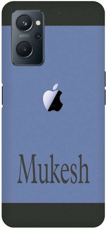 COVERJET Back Cover for REALME 9i- RMX3491-APPLE- LOGO- MUKESH- NAME- PATTERN  (Blue, Hard Case, Pack of: 1)