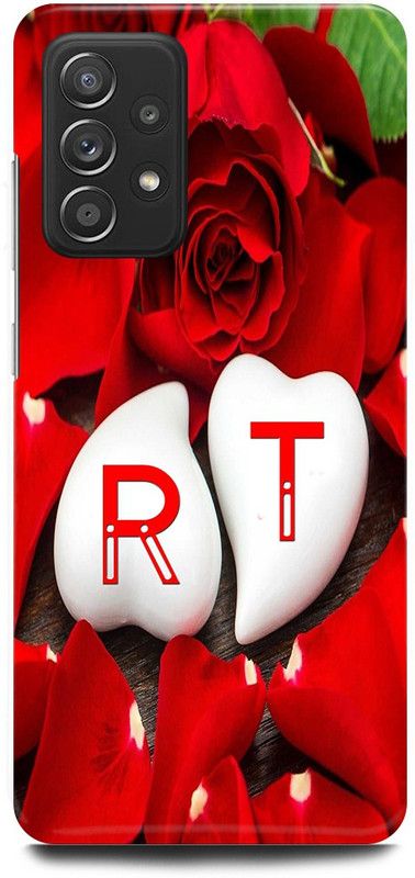 JUGGA Back Cover for SAMSUNG Galaxy A52, R LOVES T NAME,R NAME, T LETTER, ALPHABET,R LOVE T NAME  (Red, Hard Case, Pack of: 1)