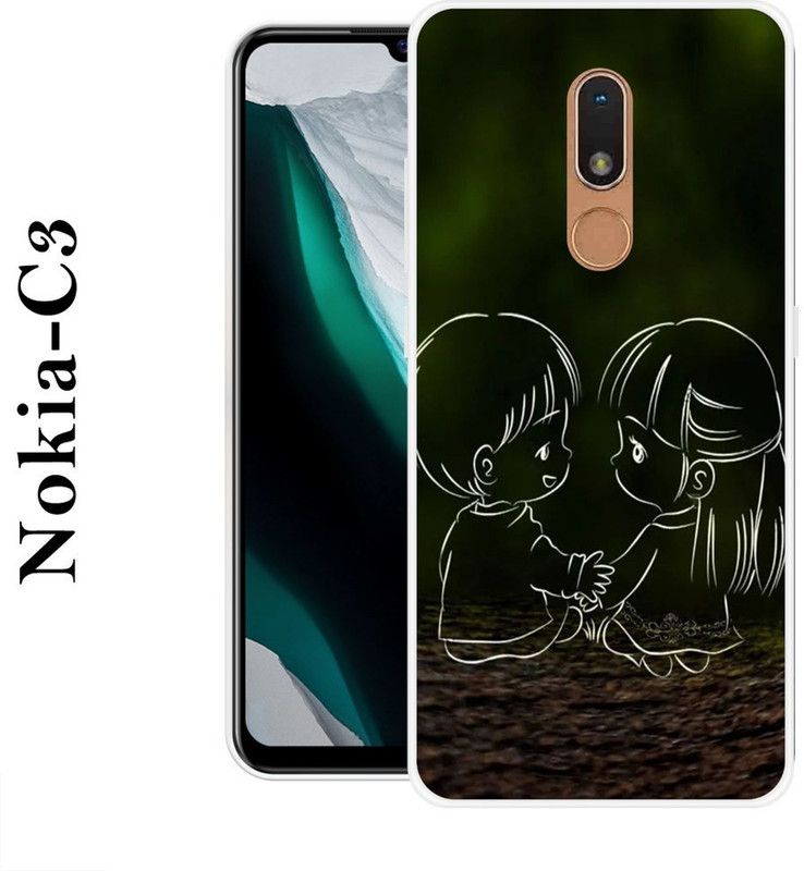 KLC Back Cover for Nokia C3  (Green, Brown, Grip Case, Silicon)