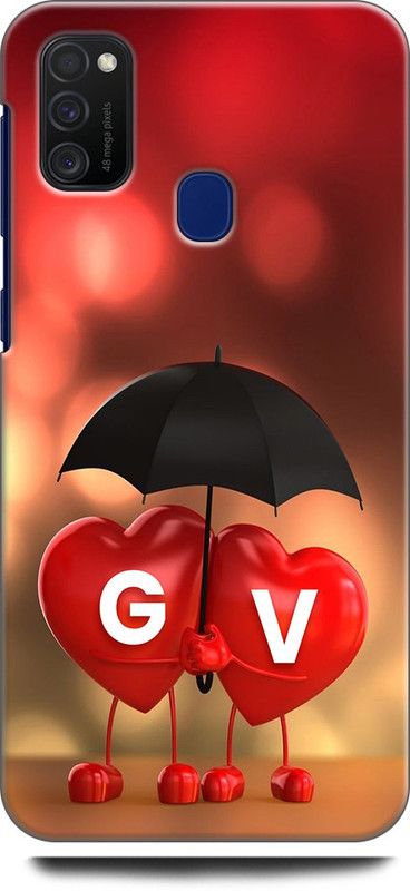 KEYCENT Back Cover for SAMSUNG Galaxy M21 G V, G LOVES V, NAME, LETTER, ALPHABET, GV LOVE, HART, BLUE  (Multicolor, Shock Proof, Pack of: 1)
