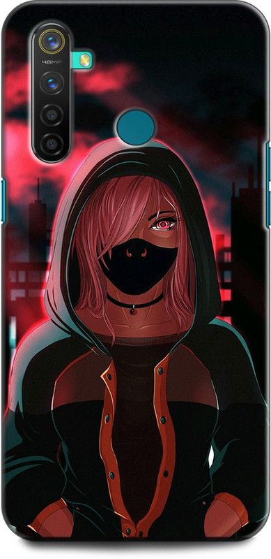 INDICRAFT Back Cover for Realme 5 Pro, RMX1971 GIRL, HOOD, ANIME, MASK, GIRL, SPARKS, TEXTURE, ART, GLANCE  (Multicolor, Shock Proof, Pack of: 1)
