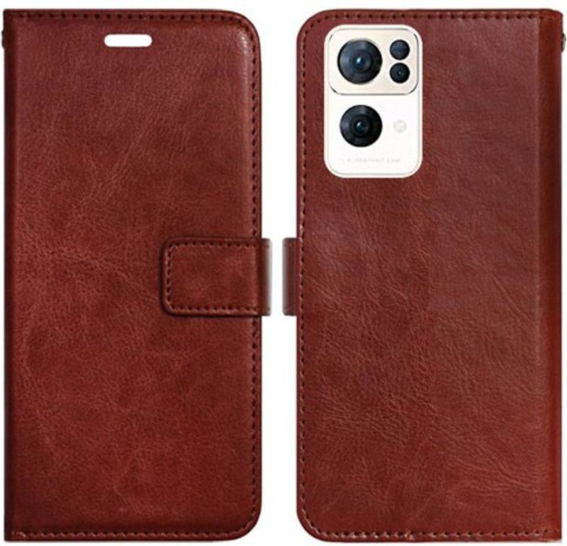 Mxkart Flip Cover for Oppo Reno7 Pro 5G  (Brown)