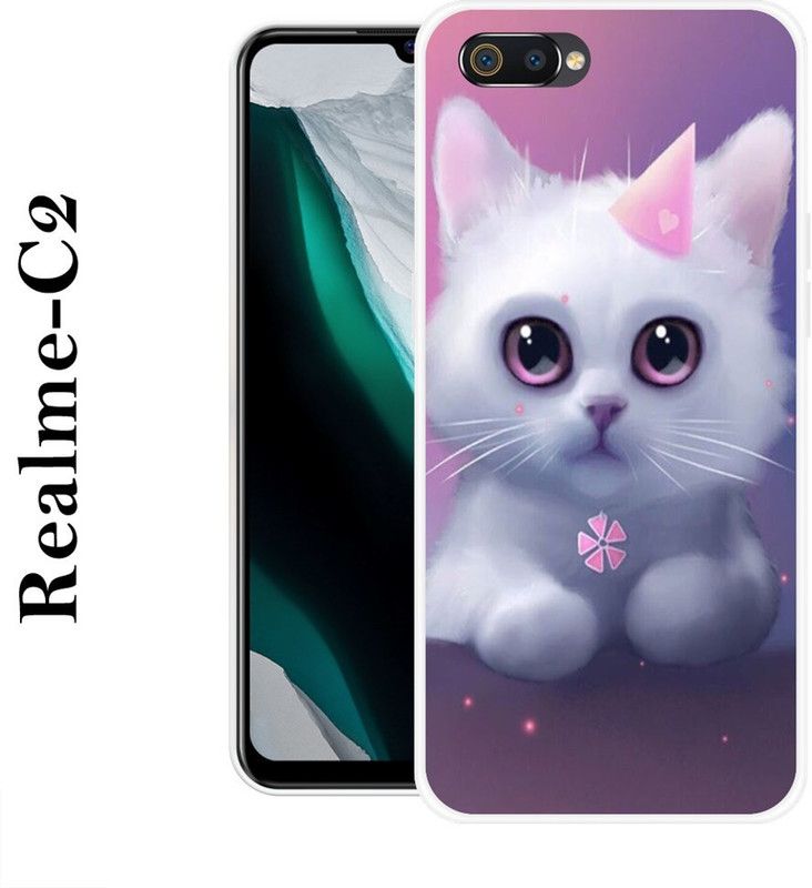 SUPERCASE Back Cover for Realme C2  (Pink, White, Silicon)