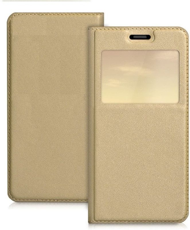 FITSMART Flip Cover for Oppo F9  (Gold, Dual Protection, Pack of: 1)
