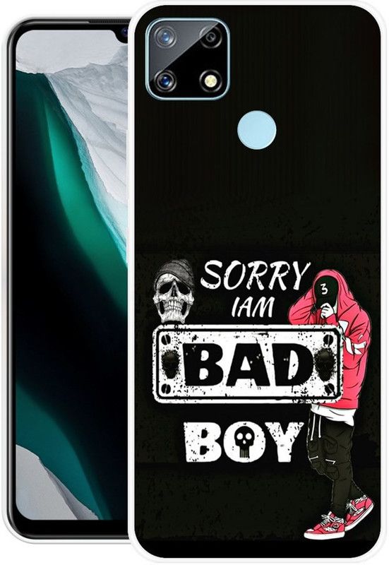DESILOVE Back Cover for Realme Narzo 30A  (Black, White, Grip Case, Silicon, Pack of: 1)