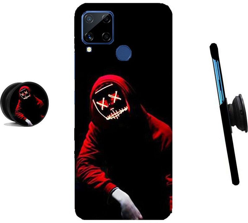 MY SWAG Back Cover for Realme C15, Realme C15 Qualcomm Edition  (Black, Red, Cases with Holder)