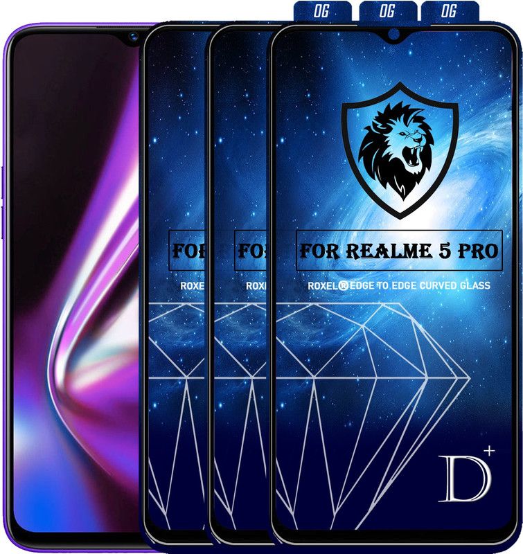 Roxel Edge To Edge Tempered Glass for Realme 5S  (Pack of 3)