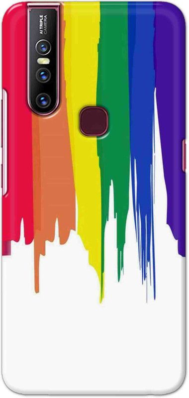 NDCOM Back Cover for Vivo V15 Rainbow Colors On White Printed  (Multicolor, Hard Case, Pack of: 1)