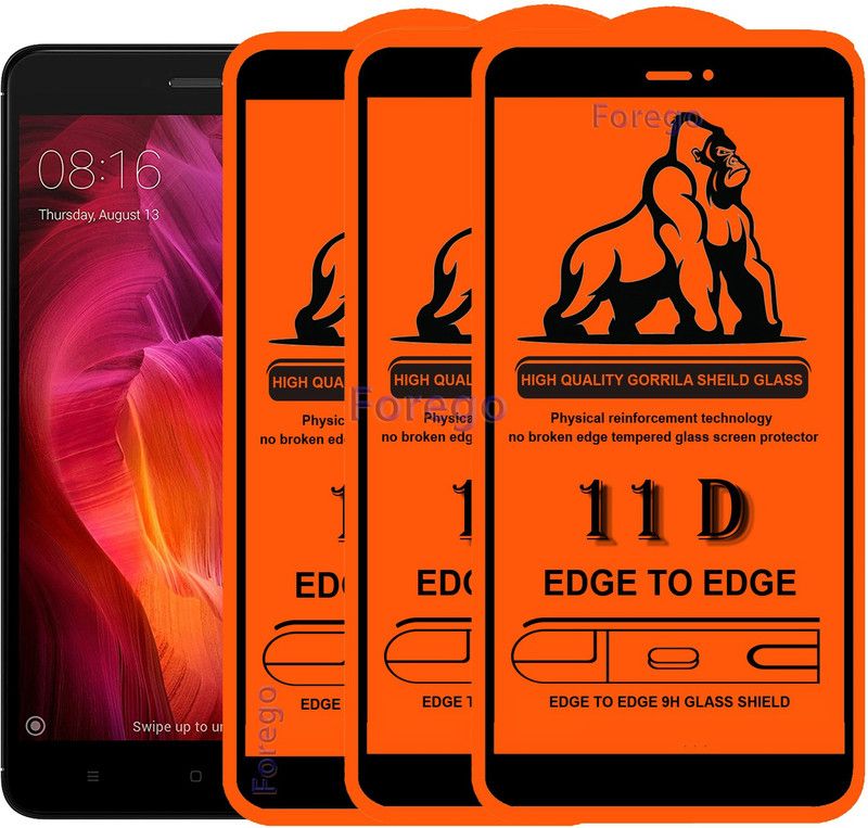 Forego Edge To Edge Tempered Glass for Mi Redmi Note 4  (Pack of 3)
