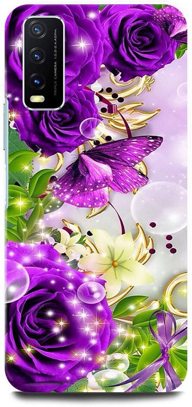 play fast Back Cover for Vivo Y20, V2029 PURPLE, ROSE, FLOWER, GOLDEN, ART  (Purple, Hard Case, Pack of: 1)