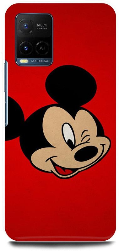 play fast Back Cover for Vivo Y21A, V2149 MICKEY, MOUSE, MINNIE, MOUSE, DOLL, TEDDY, LOVE  (Red, Hard Case, Pack of: 1)