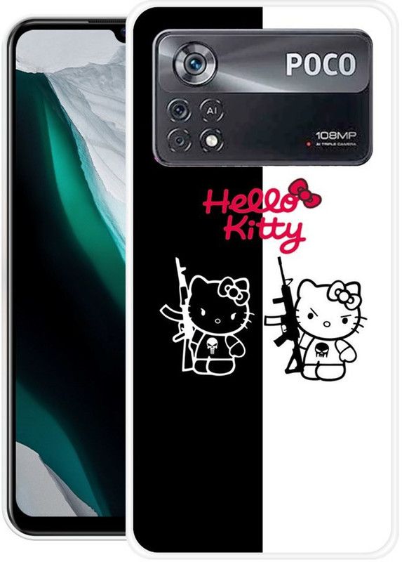 KUDI Back Cover for Poco X4 Pro 5G  (Black, White, Silicon)