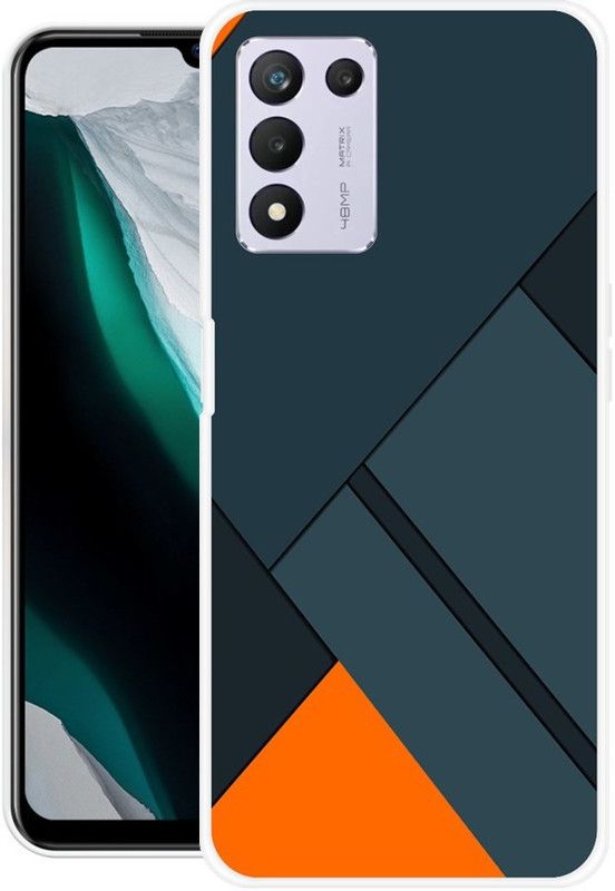RJ14 (Online) Back Cover for Realme 9 5G SE  (Blue, Orange, Grip Case, Silicon)