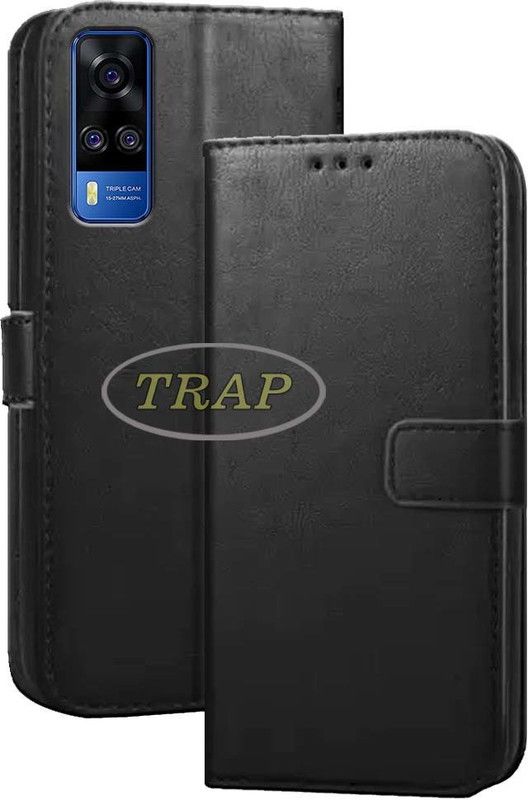 Trap Back Cover for Vivo Y53S  (Black, Cases with Holder, Pack of: 1)