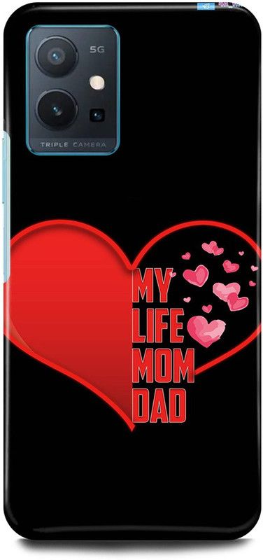 play fast Back Cover for Vivo T1 5G, V2141 MY, LIFE, MOM, DAD, HEART, SHAPE, LOVE  (Red, Hard Case, Pack of: 1)