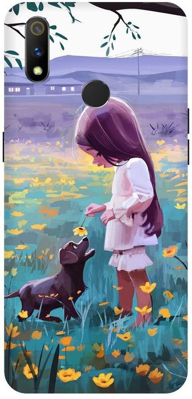 URCHIN Back Cover for Realme 3 Cute girl, Cute, love, heart, girls, little girl, cartoon, sweet  (Multicolor, Shock Proof, Pack of: 1)