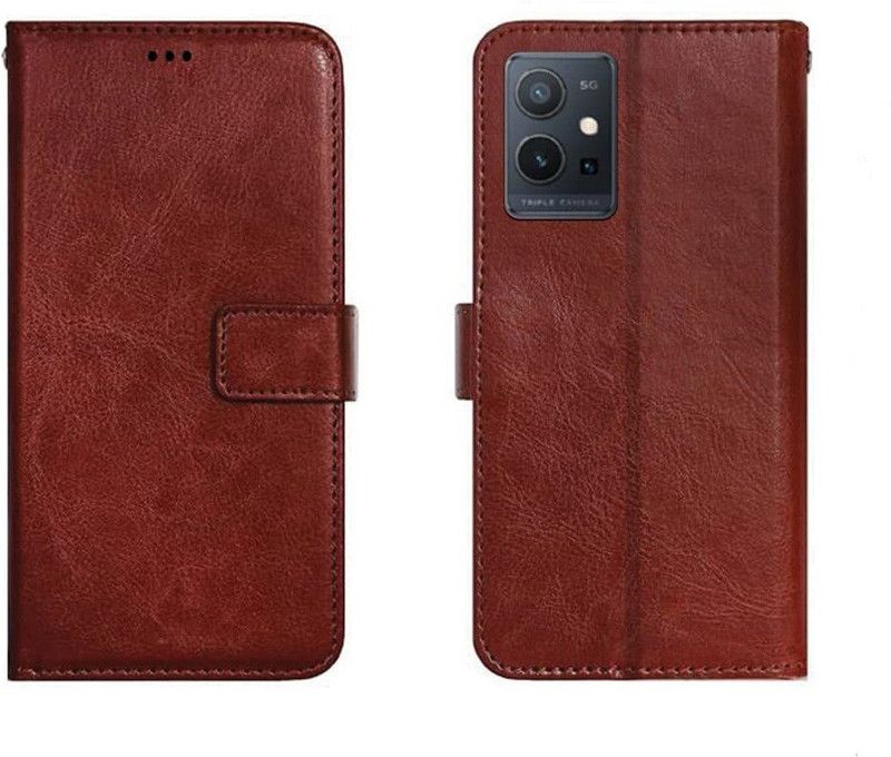 COVERNEW Flip Cover for Vivo T1 5G  (Brown, Dual Protection, Pack of: 1)