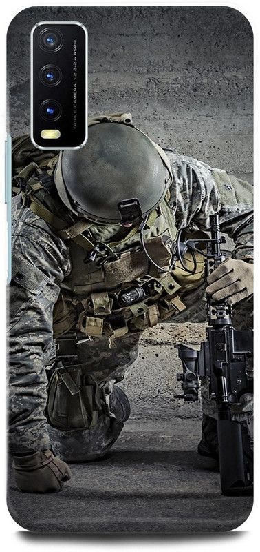 play fast Back Cover for Vivo Y12s, V2033 INDIAN, ARMY, SOLDIER, FOJI  (Grey, Hard Case, Pack of: 1)