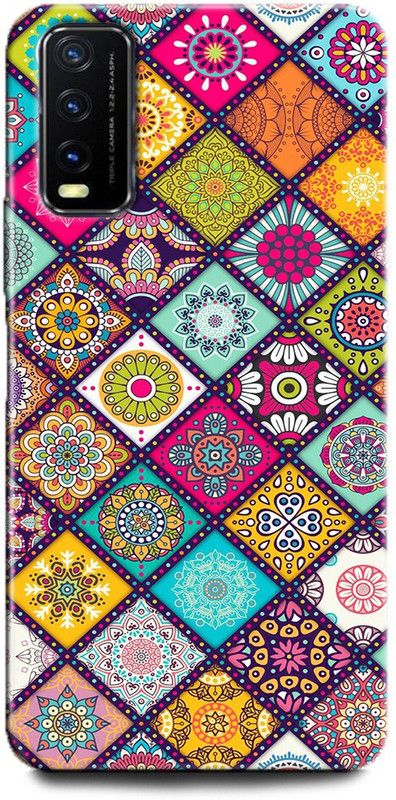 INDICRAFT Back Cover for Vivo Y12G, V2068 COLOURFUL, COLORS, MANDALA, ABSTRACT ART  (Multicolor, Dual Protection)