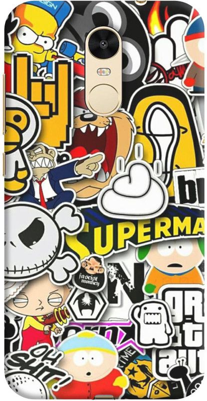 NDCOM Back Cover for Redmi Note 4 Cartoon Sticker Printed  (Multicolor, Hard Case, Pack of: 1)