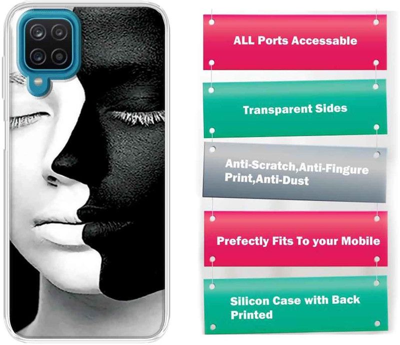SWAGMYCASE Back Cover for Samsung Galaxy A12  (Black, White, Silicon, Pack of: 1)