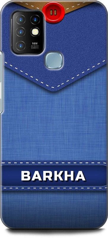 WallCraft Back Cover for Infinix Hot 10 BARKHA NAME, B, LETTER, BLUE, JEANS, ALPHABET, DESIGN  (Multicolor, Dual Protection, Pack of: 1)