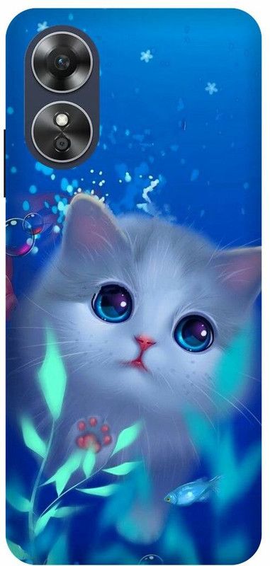 Dimora Back Cover for OPPO A17 ,CAT CUTE TEDY BLUE CARTOON  (Multicolor, Hard Case, Pack of: 1)