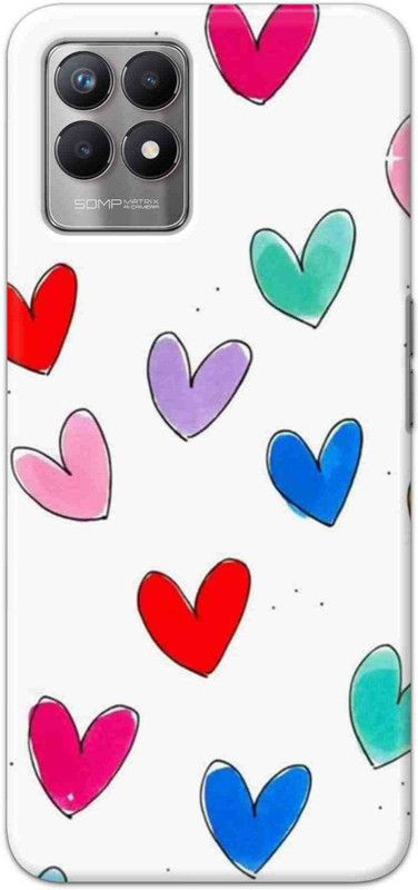 NDCOM Back Cover for Realme 8i Multicolor Hearts Printed  (Multicolor, Hard Case, Pack of: 1)