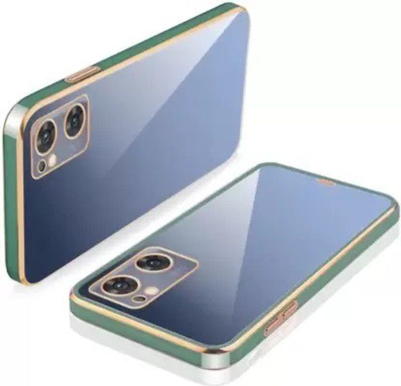 Yebhi Online Back Cover for Oppo Reno 7 5G |Electroplated Silicon Golden Plating Crystal Clear Case|  (Green, Grip Case, Pack of: 1)